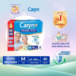 Tã dán người lớn siêu thấm caryn size m40 l40 xl20 miếng chính hãng chống tràn ngừa hăm, bỉm dán người già caryn giá rẻ
