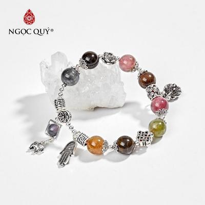 Vòng tay đá Tourmaline tự nhiên phối charm - Mẫu VC0425 - Ngọc Quý