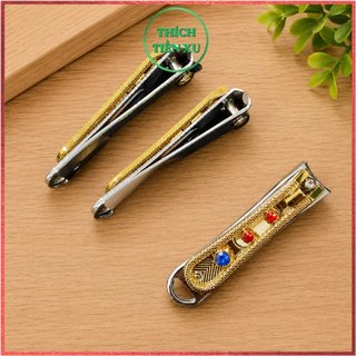 Combo 3 chiếc bấm móng tay vàng đính đá sắc bén,bấm móng tay,chân.