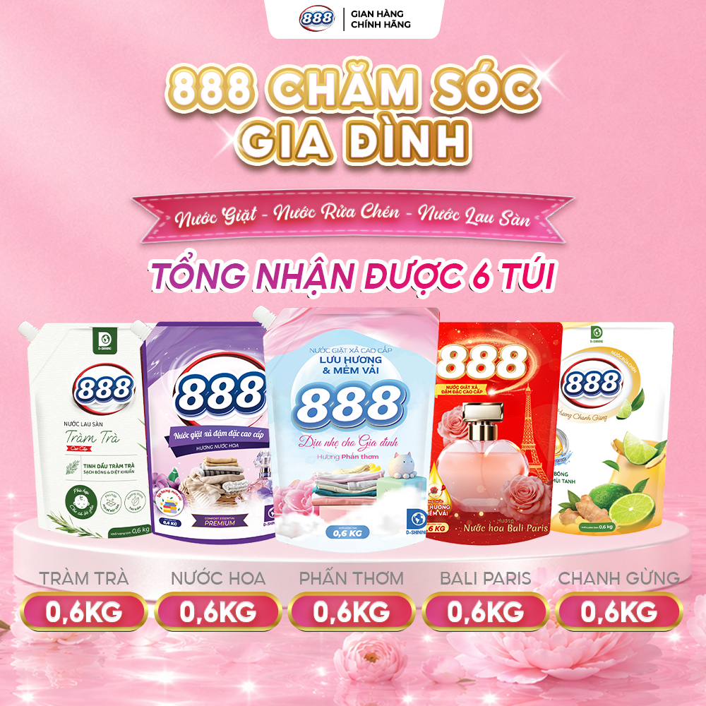 [Chỉ 24K/Túi] - NƯỚC GIẶT XẢ 888 - Nước Giặt Hương Phấn Thơm/ Nước Rửa chén Chanh gừng/ Nước lau sàn