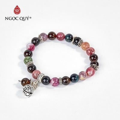 Vòng tay đá Tourmaline tự nhiên phối charm - Mẫu VC0423 - ngọc Quý