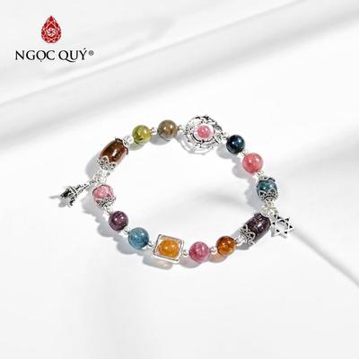 Vòng tay đá Tourmaline tự nhiên phối charm - Mẫu VC0422 - Ngọc Quý