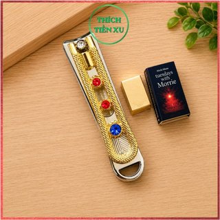 Combo 3 chiếc bấm móng tay vàng đính đá sắc bén,bấm móng tay,chân.