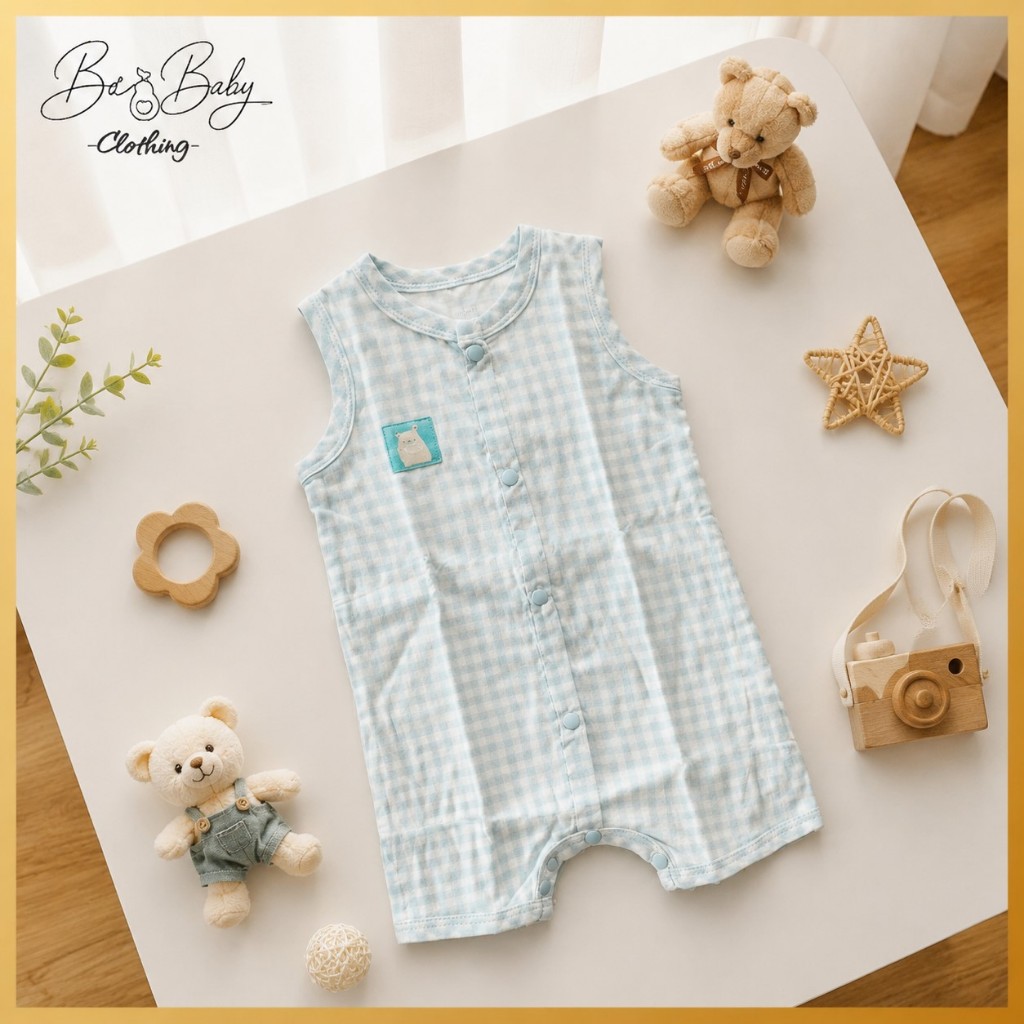 [1-9M] Bộ Body Đùi Sơ Sinh Họa Tiết Caro Xanh Cho Bé - Lullaby (Bơ Baby)