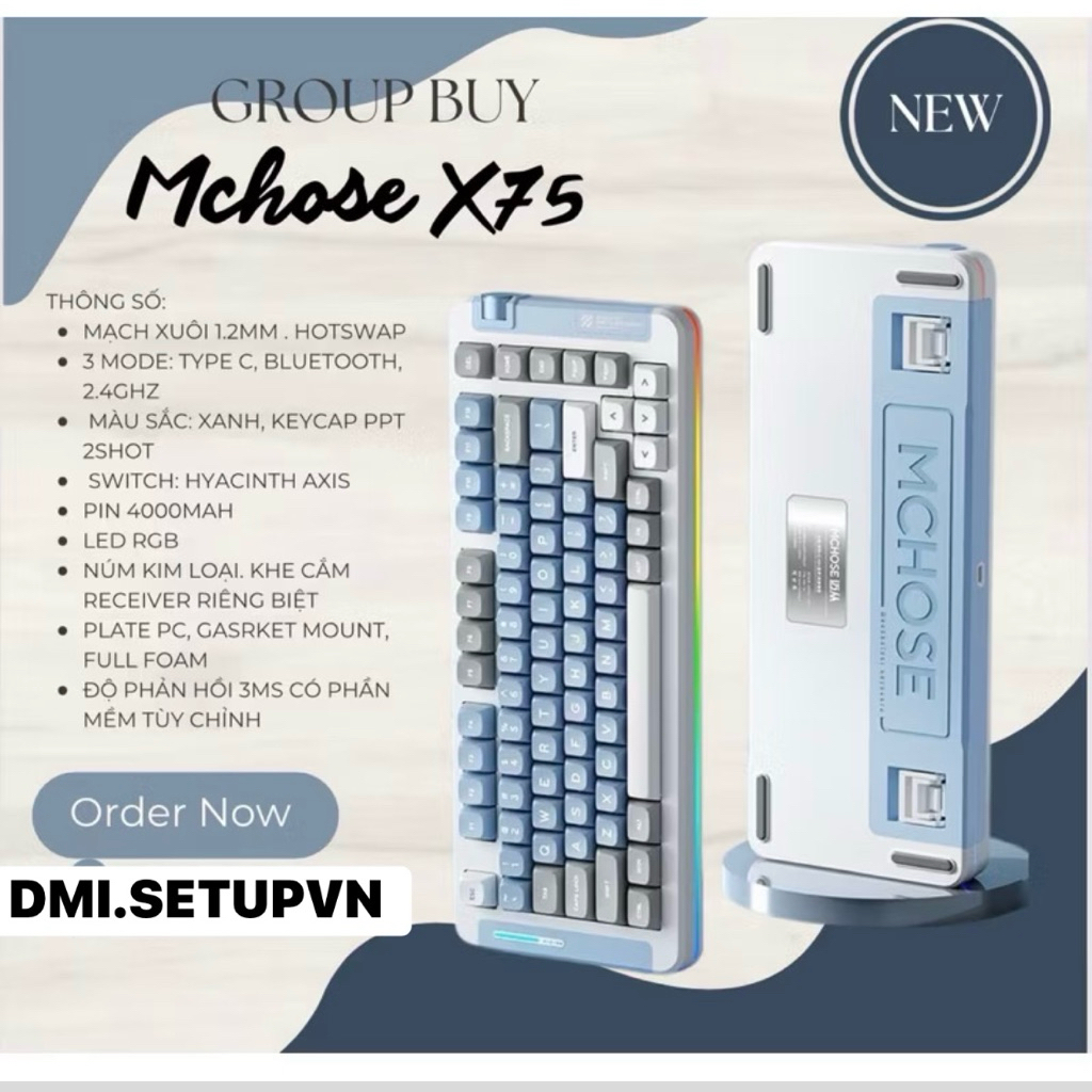 𝐌𝐜𝐡𝐨𝐬𝐞 𝐗𝟕𝟓  - 𝐁𝐚̀𝐧 𝐩𝐡𝐢́𝐦 𝐌𝐜𝐡𝐨𝐬𝐞 𝐗𝟕𝟓. 𝐊𝐞̂́𝐭 𝐍𝐨̂́𝐢 𝟑 𝐌𝐨𝐝𝐞, 𝐋𝐞𝐝 𝐑𝐆𝐁,  𝐧𝐮́𝐦 𝐤𝐢𝐦 𝐥𝐨𝐚̣𝐢