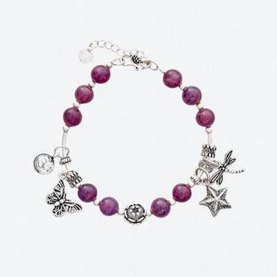 Vòng tay đá Ruby tự nhiên phối charm - Mẫu VC0416 - Ngọc Quý