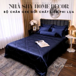 Trọn Bộ Gra Phi Lụa Bóng Cao Cấp - Bộ Gra Chất Mát Mịn 4 Món Và 5 Món - Nhà Shy Home Decor