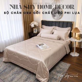 Trọn Bộ Gra Phi Lụa Bóng Cao Cấp - Bộ Gra Chất Mát Mịn 4 Món Và 5 Món - Nhà Shy Home Decor