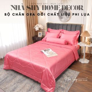 Trọn Bộ Gra Phi Lụa Bóng Cao Cấp - Bộ Gra Chất Mát Mịn 4 Món Và 5 Món - Nhà Shy Home Decor