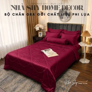 Trọn Bộ Gra Phi Lụa Bóng Cao Cấp - Bộ Gra Chất Mát Mịn 4 Món Và 5 Món - Nhà Shy Home Decor