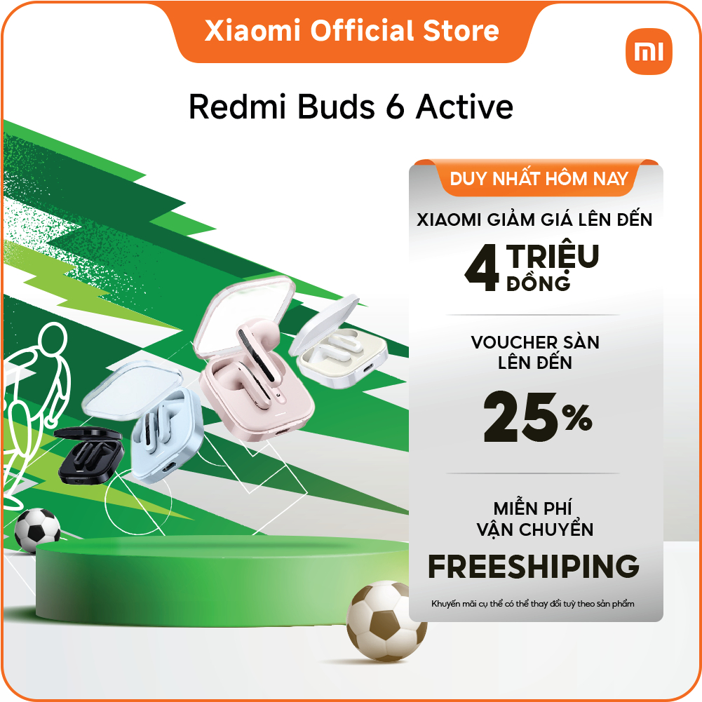 Tai nghe Bluetooth Redmi Buds 6 Active | Củ loa động 14,2 mm lớn tạo nên âm thanh mạnh mẽ, ít bị biến dạng
