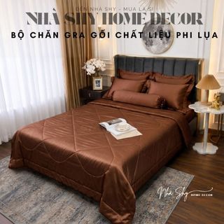 Trọn Bộ Gra Phi Lụa Bóng Cao Cấp - Bộ Gra Chất Mát Mịn 4 Món Và 5 Món - Nhà Shy Home Decor