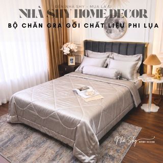 Trọn Bộ Gra Phi Lụa Bóng Cao Cấp - Bộ Gra Chất Mát Mịn 4 Món Và 5 Món - Nhà Shy Home Decor