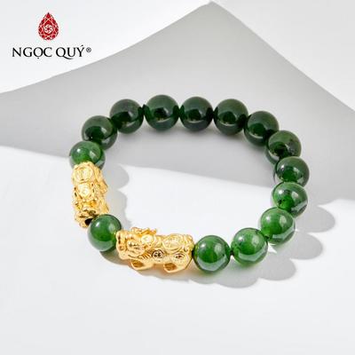 Vòng tay đá Ngọc bích tự nhiên phối charm - Mẫu VC0397 - Ngọc Quý