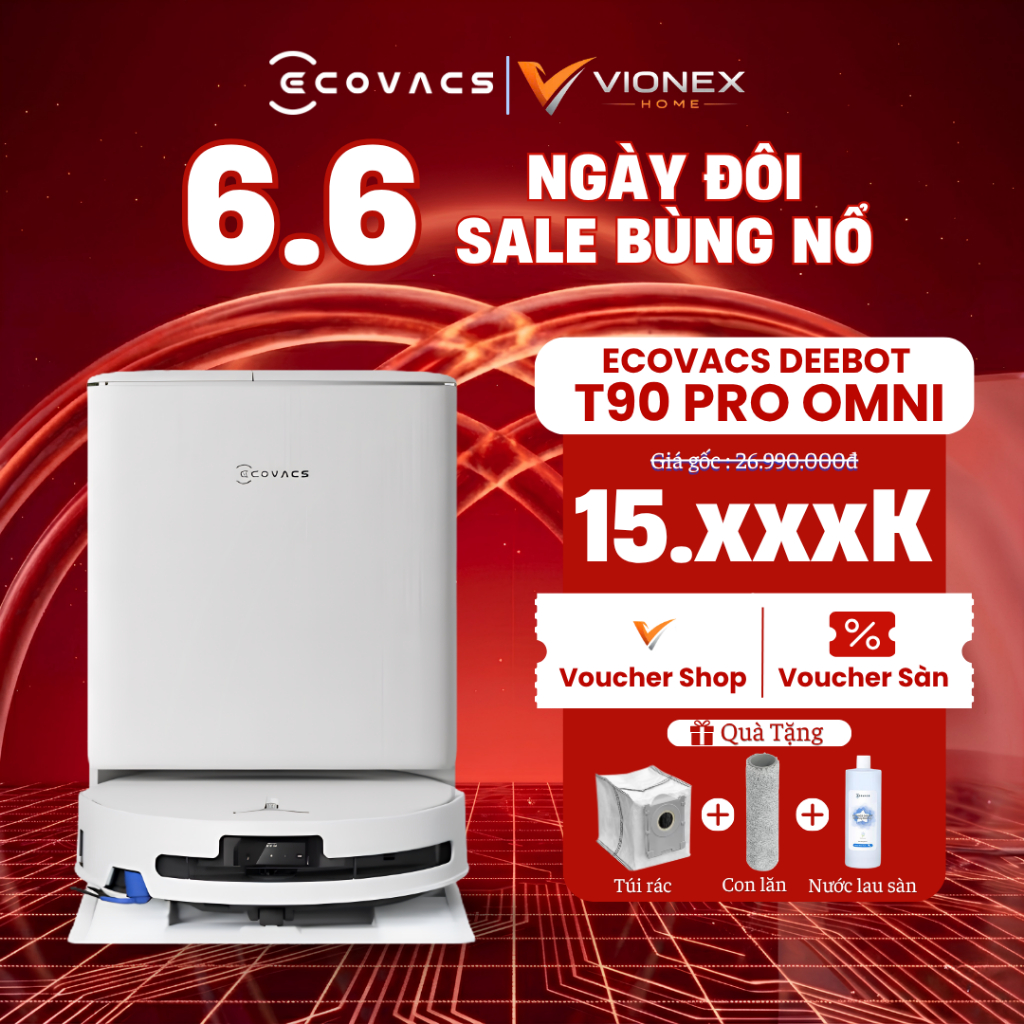Robot Hút Bụi Lau Sàn Ecovacs Deebot T90 Pro Omni - Bản Quốc Tế - Hàng Chính Hãng