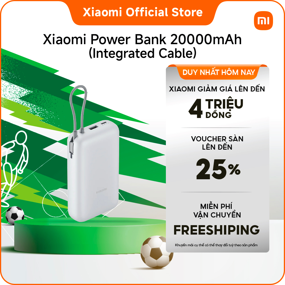 Pin sạc dự phòng Xiaomi Power Bank 20000mAh (Integrated Cable)