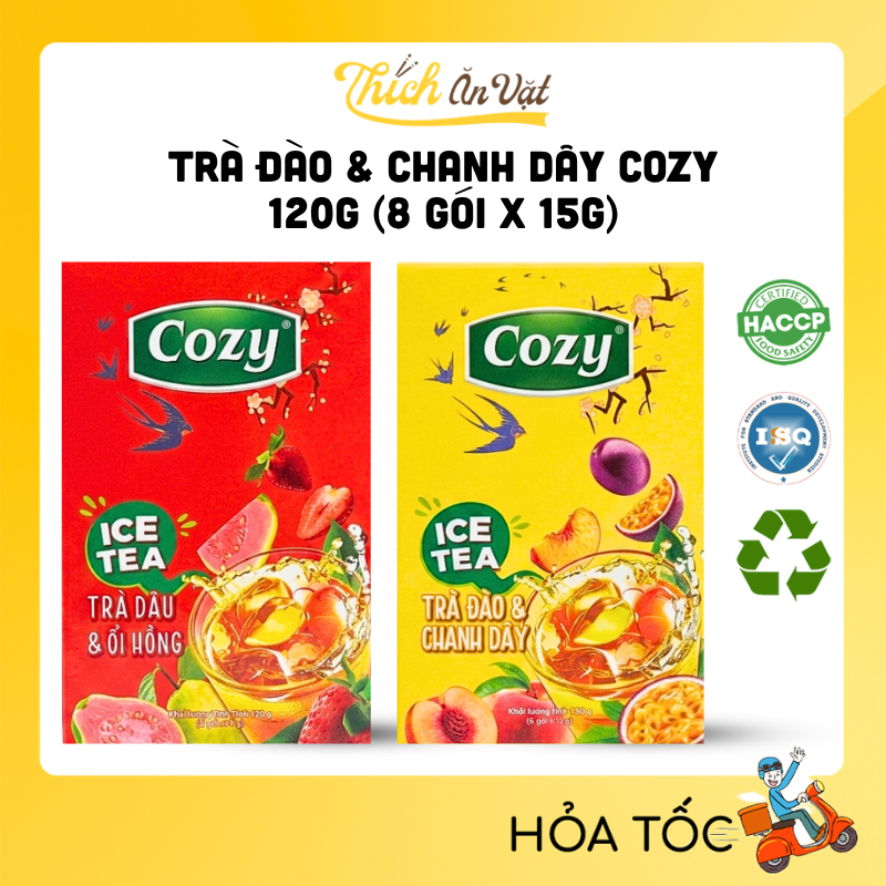 Trà Đào & Chanh Dây - Trà Dâu & Ổi Hồng - Trà COZY 120g (8 gói x 15g) - Thích Ăn Vặt