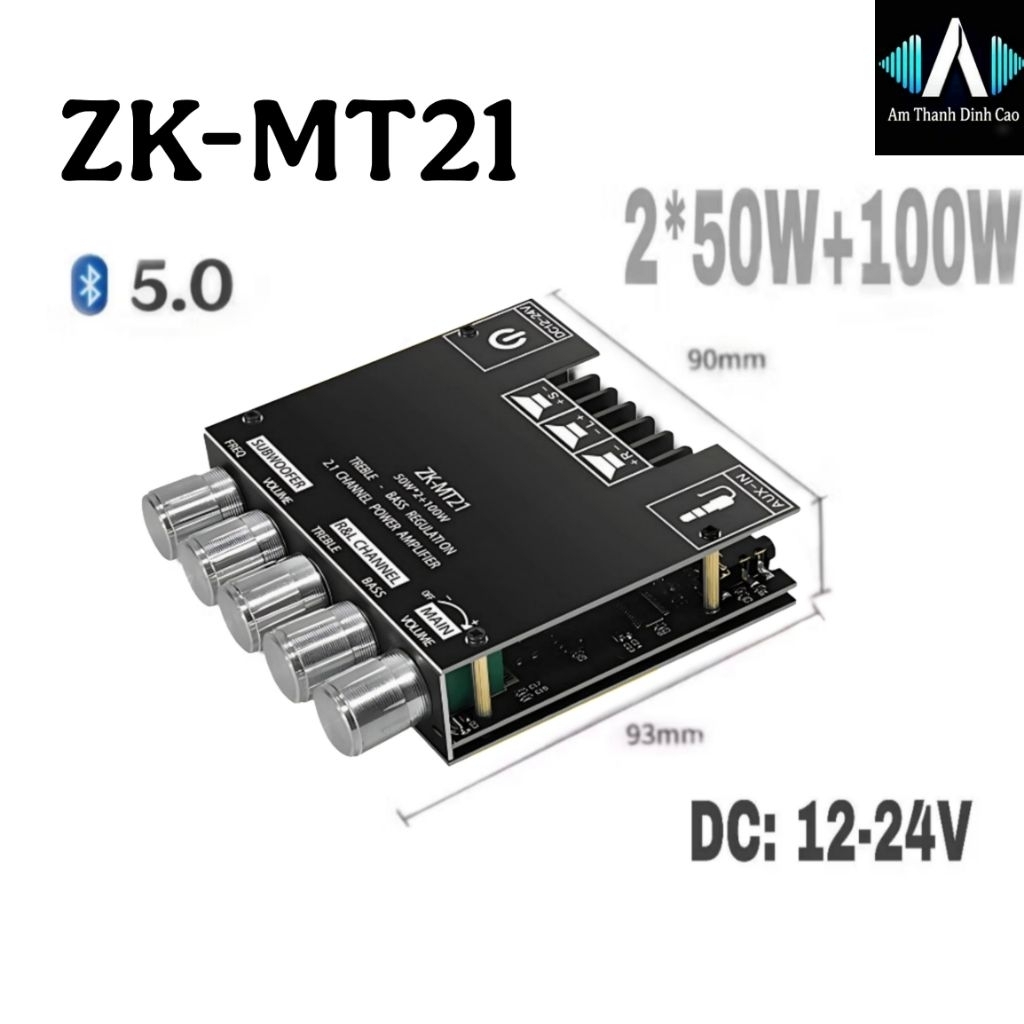 𝗭𝗞-𝗠𝗧𝟮𝟭 Mạch khuếch đại âm thanh 2.1 Bluetooth MT21 DIY