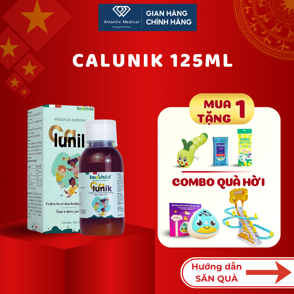[Quà Xinh] Canxi Sinh Học CALUNIK Imochild Bổ Sung Canxi LipoCal D3 K2 Tăng Chiều Cao Cho Bé Lọ 125m