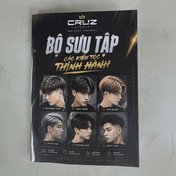 Bộ sưu tập Tóc Nam Thịnh Hành - Cuốn Menu Tóc Cho Barbershop, Hair Salon.- In Ấn Phan Tường