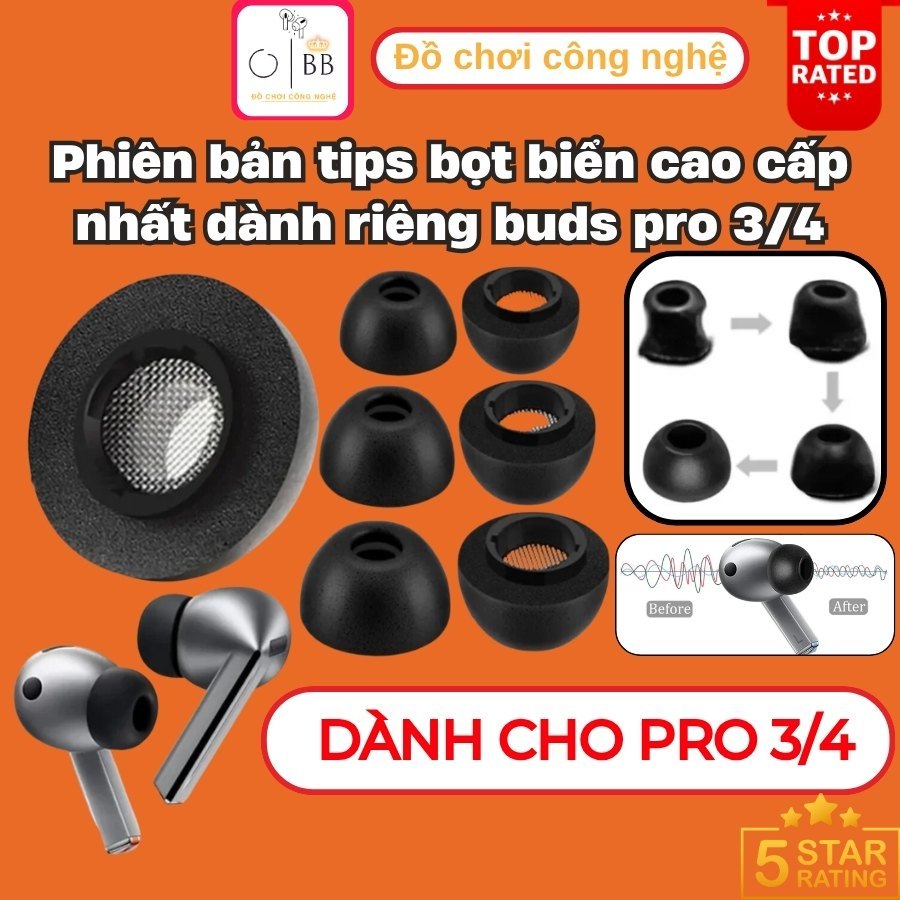 [ NÚM BỌT BIỂN BUDS PRO 3/4] BỘ 2 NÚM BỌT BIỂN DÀNH RIÊNG CHO TAI NGHE S,.AMSUNGG GALAXY BUDS PRO 3 