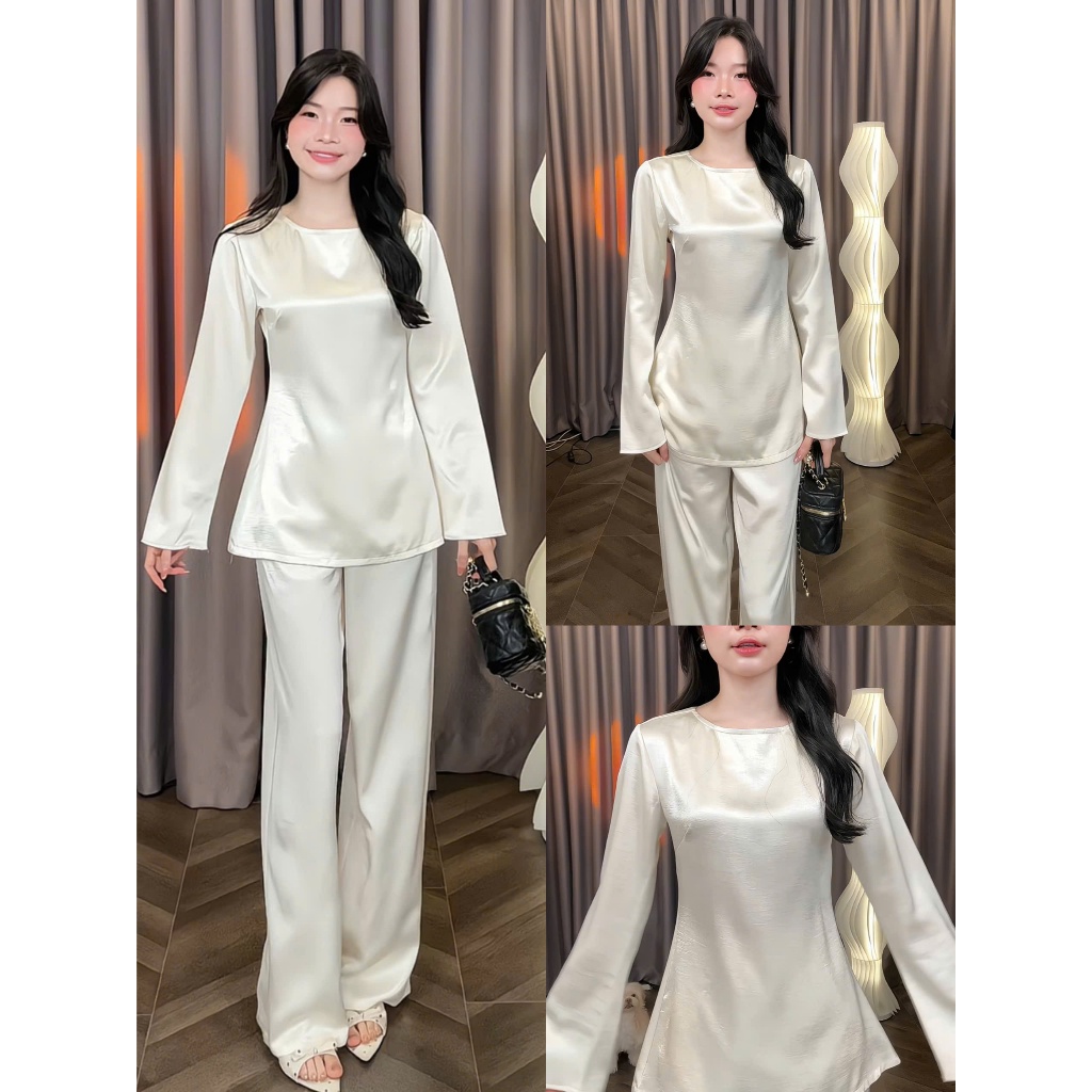 [SET.03-L] Set Lụa Áo Tay Loe Dài Sang Trọng Kín Đáo Women Top Dress | Tũm Clothing