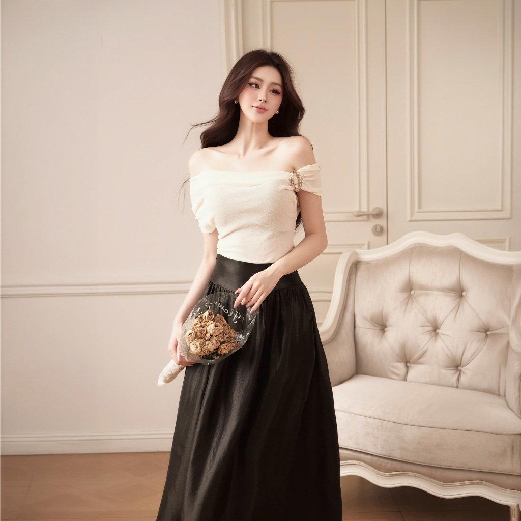Gena Top | Áo trễ vai nữ 2 kiểu thun giấy cao cấp H.I.U Fashion | áo kiểu nhẹ mát co dãn 4 chiều sang trọng HIU design | BigBuy360 - bigbuy360.vn