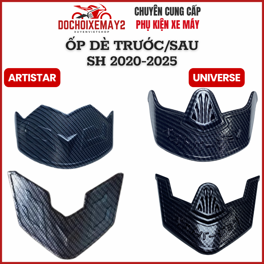 Phụ kiện Ốp dè trước/sau Carbon vân mờ, vân bóng SH 2020-2025 (hàng Artistar, Universe)