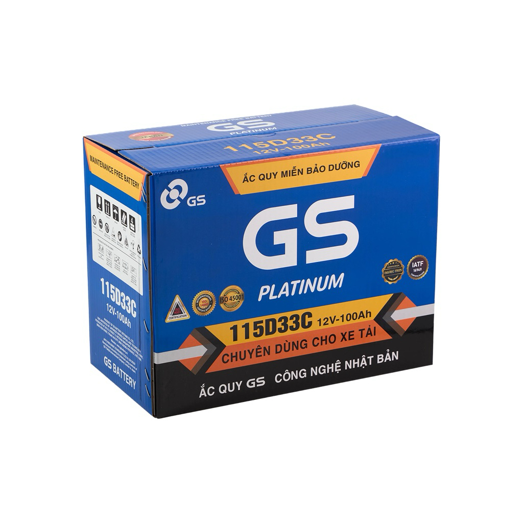 Bình ắc quy 12V-100AH, Ắc quy ô tô khô miễn bảo dưỡng GS MF 115D33C