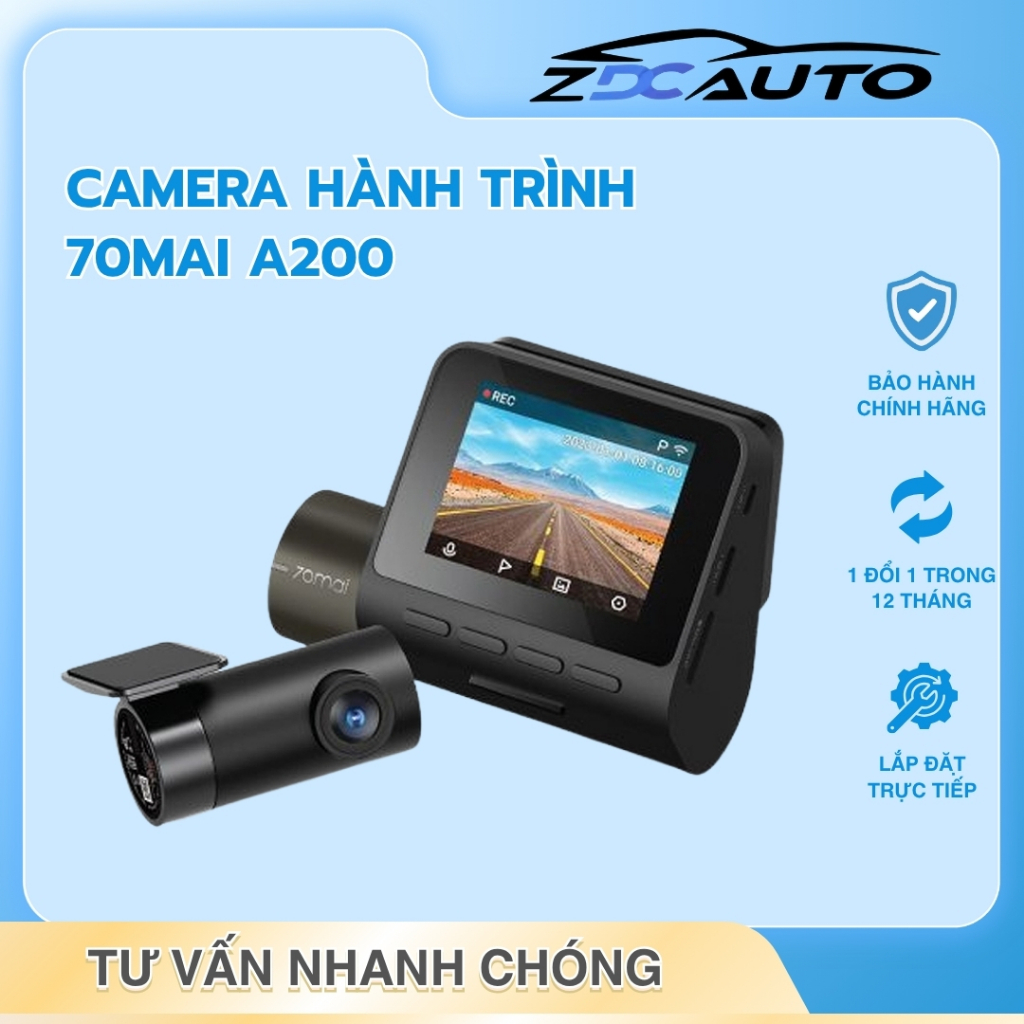 Camera Hành Trình 70mai A200 Ghi Hình Trước Và Sau - Tặng Kèm Thẻ Nhớ 64GB