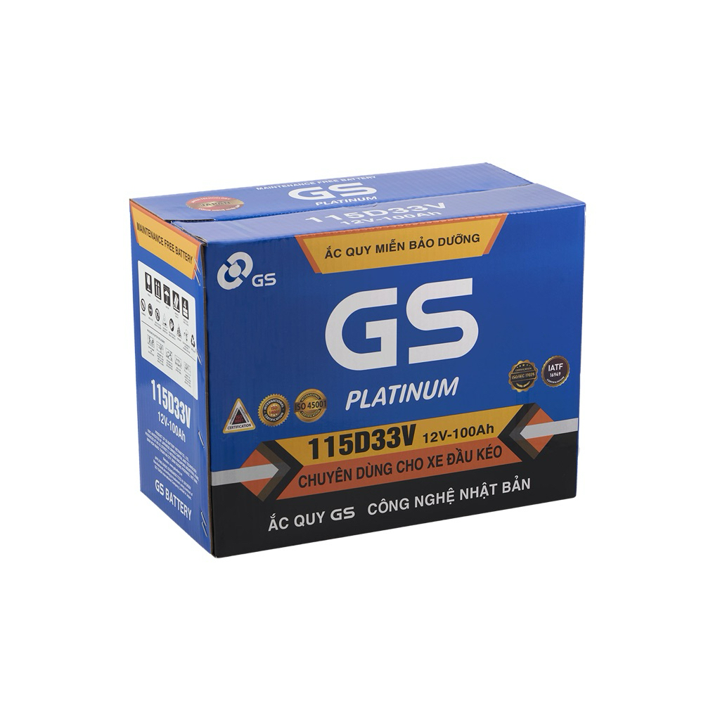 Bình ắc quy 12V-100AH, Ắc quy ô tô khô miễn bảo dưỡng GS MF 115D33V