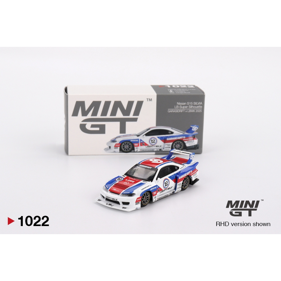 Mô hình xe Nissan LB-Super Silhouette S15 SILVIA GARASIDRIFT x LBWK 2025 tỉ lệ 1:64 Minigt MGT01022