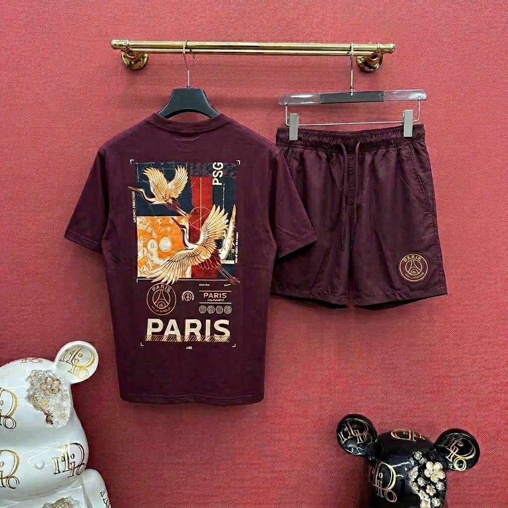 [Freeship] Set Bộ Thể Thao Nam Hạc Paris Đủ Màu Đen Đỏ Mận