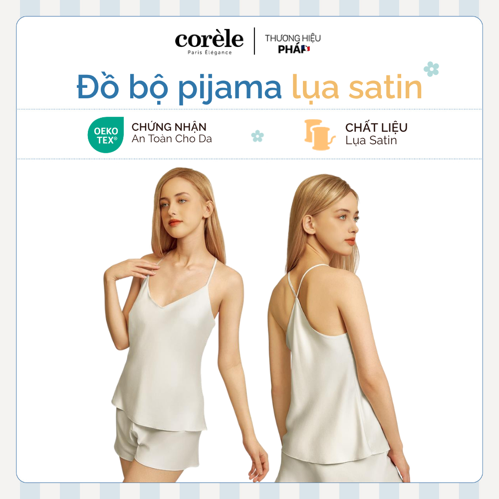 ĐỒ BỘ nữ 2 dây chất liệu satin mềm mượt thoải mái mặc nhà - chuẩn an toàn OEKO-TEX | CORÈLE HW180A
