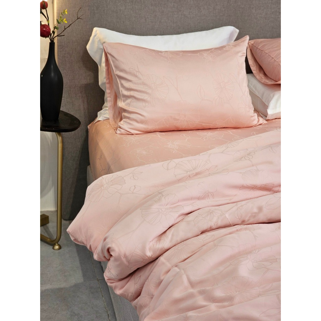 Bộ Chăn Ga Gối 5 món size 1m6x2m đến 1m8x2m BAMBOO & 80s DỆT VÂN OCTOBER HOME