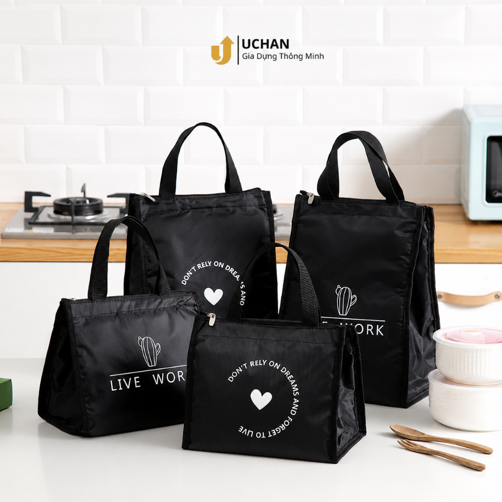 Túi đựng cơm giữ nhiệt Uchan đa năng tiện dụng Túi giữ nhiệt cao cấp size lớn size nhỏ TC91