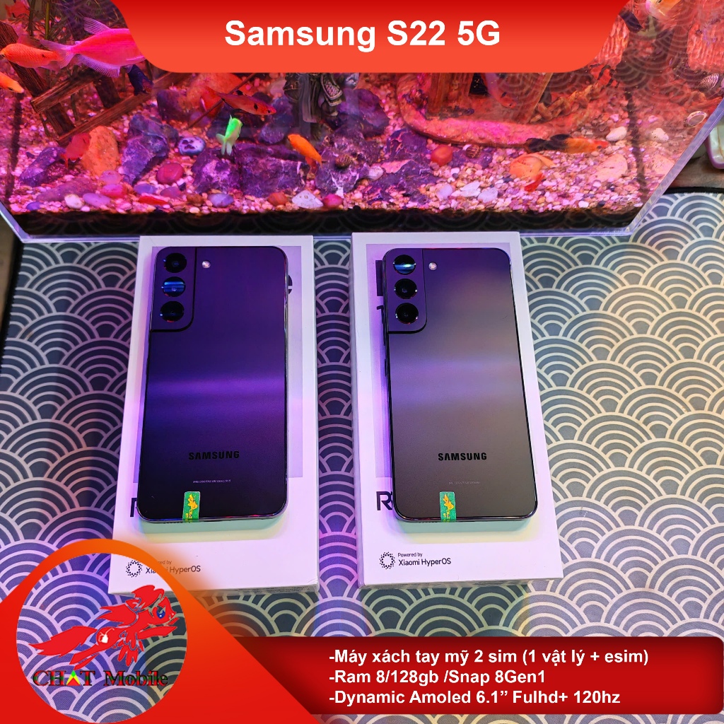 Điện thoại Samsung S22 5G ,Ram 8/128Gb ,Snap 8Gen1 ,Dynamic Amoled 6.1'' Fullhd+ 120hz ,Pin 3700 Mah