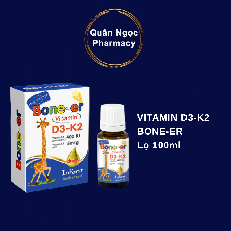 [CHÍNH HÃNG] VITAMIN D3 NHỎ GIỌT BONE - ER (Lọ 10 ml) BỔ SUNG D3 VÀ K2 CHO BÉ TỪ 0 THÁNG TUỔI