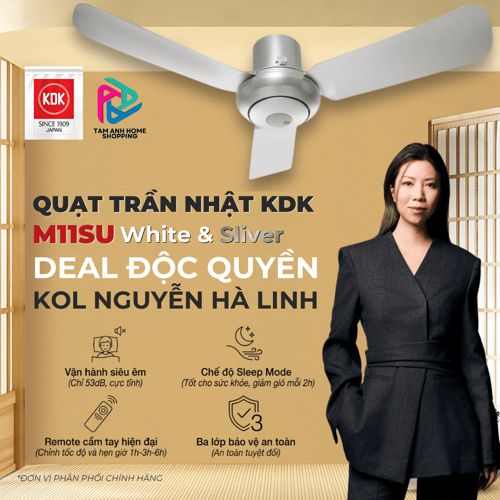 [KDK x Hà Linh]  Quạt Trần Nhật KDK M11SU - Bảo Hành Chính Hãng KDK