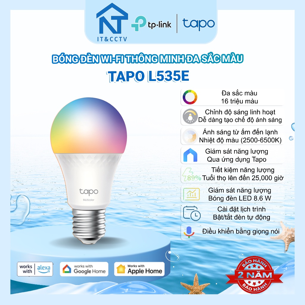 [Chính Hãng] TP-Link Tapo L535E – Bóng Đèn WiFi Thông Minh RGB, 16 Triệu Màu, Điều Khiển Từ Xa