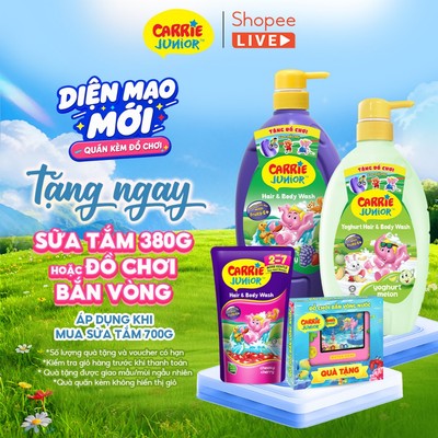 [SVIP] [MUA 1 TẶNG 1] Chai Sữa Tắm Gội cho bé Carrie Junior thiên nhiên 700g (Tặng màu ngẫu nhiên)