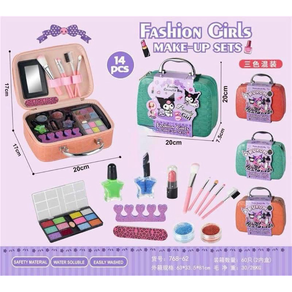 Đồ chơi chủ đề Kuromi - Vali đồ chơi trang điểm 768-62 giao màu ngẫu nhiên Fashion Cosmetic Bag make