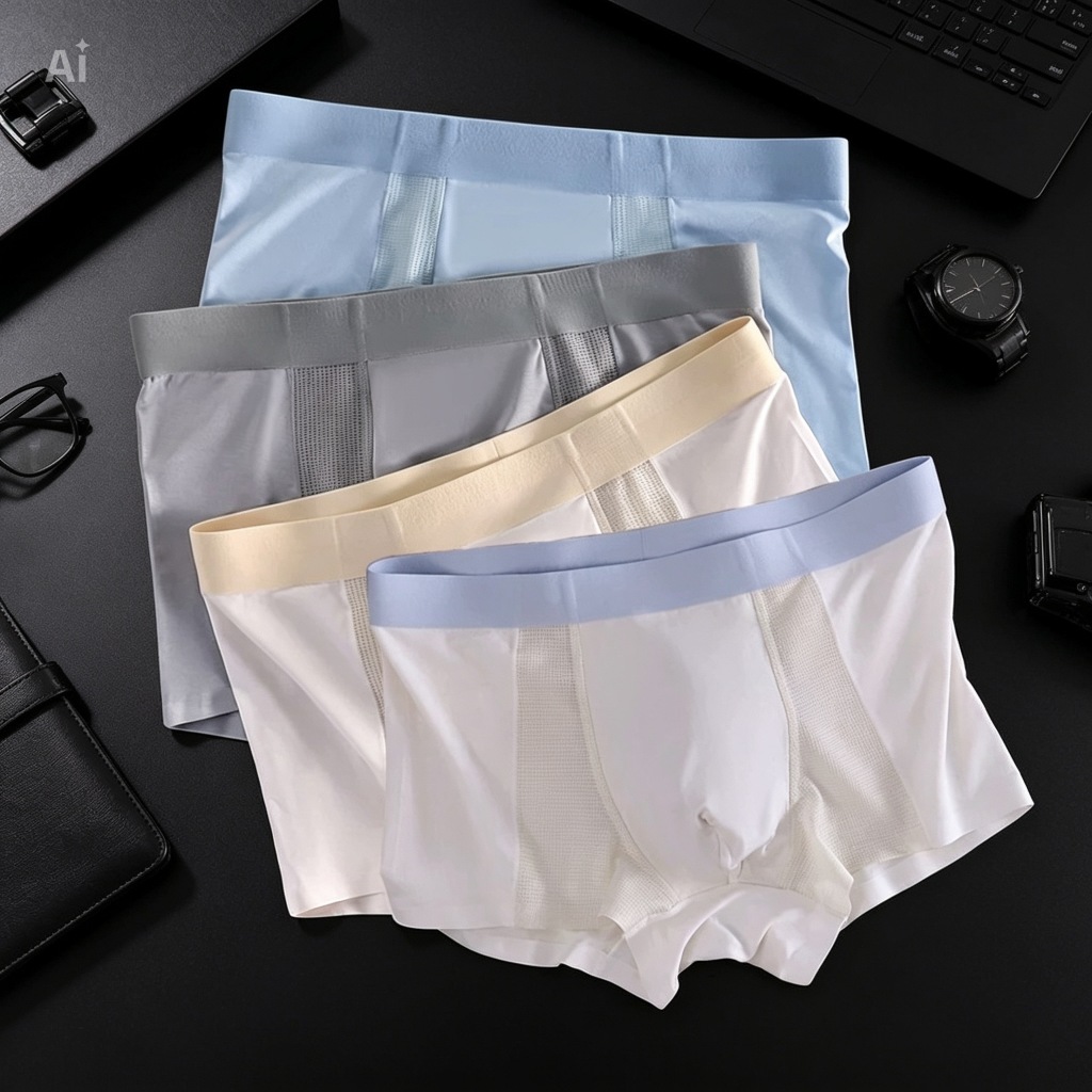 Sét 4 quần sịp đùi nam KENGMAN MEN'S UNDERWEAR boxer quần xì thun lạnh ship nam co dãn mát mẻ đồ lót