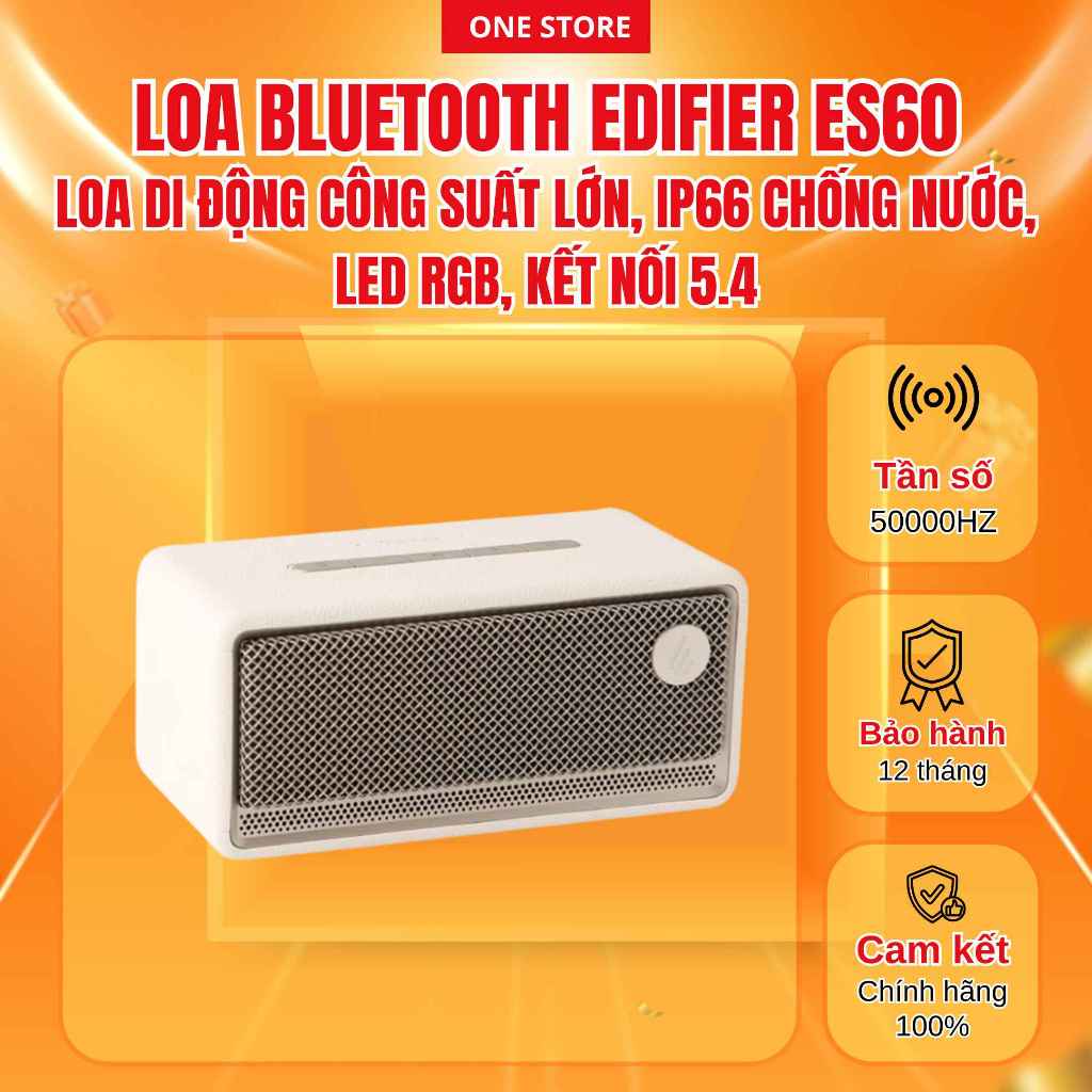 Loa Bluetooth EDIFIER ES60 – Loa Di Động Công Suất Lớn, IP66 Chống Nước, LED RGB, Kết Nối 5.4