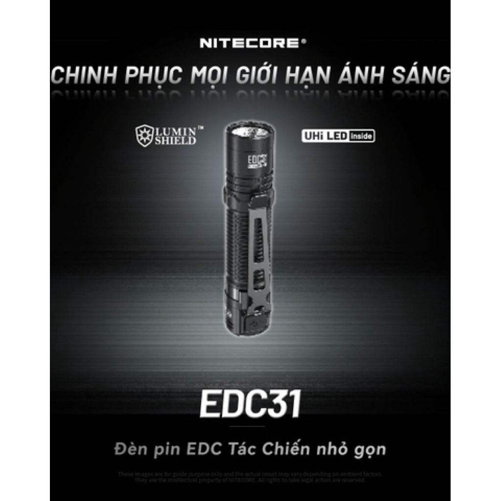 Đèn pin NITECORE EDC31 sáng 3500 Lumens chiếu xa 380m nhỏ gọn kiêm tác chiến