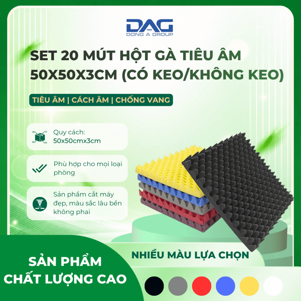 Combo 20 Tấm Mút Trứng Gà Cách Âm Tiêu Âm 50x50x3cm - Tiêu Âm Giảm Ồn Chống…