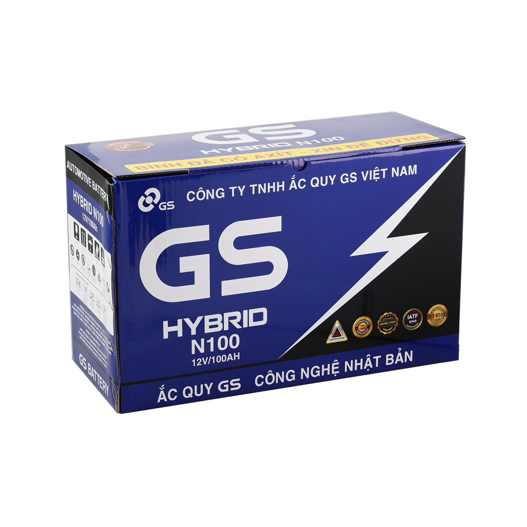 Bình ắc quy 12V-100AH, Ắc quy ô tô tải GS HYBRID N100