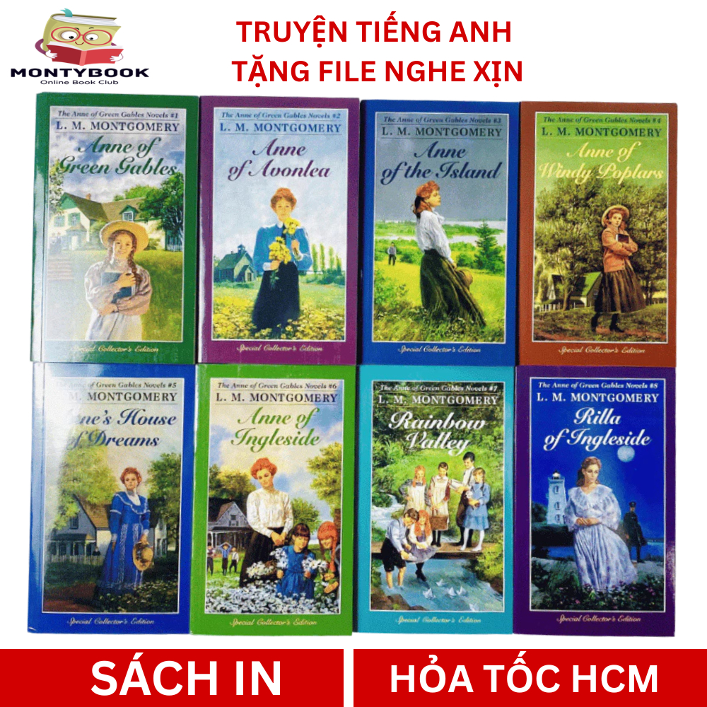 Sách in - Anne of Green Gables 8 cuốn, Anne tóc đỏ trọn bộ 8 cuốn tặng file nghe
