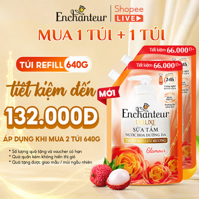 [SVIP] [TIẾT KIỆM 132K] Combo 2 Túi Refill Sữa Tắm Nước Hoa Dưỡng Da Thơm Mịn Lưu Hương Enchanteur 640g x2