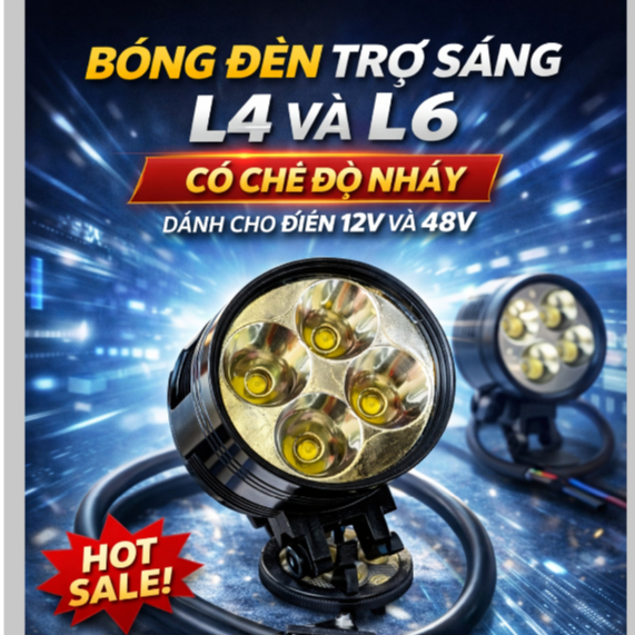 BÓNG ĐÈN TRỢ SÁNG L4 VÀ L6 CÓ CHẾ ĐỘ NHÁY DÀNH CHO ĐIỆN 12V VÀ 48V HÀNG LOẠI TỐT